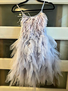 Lavender new with tags Tutu Du Monde Feathered Party Dress Feather Tulle Mini Dr